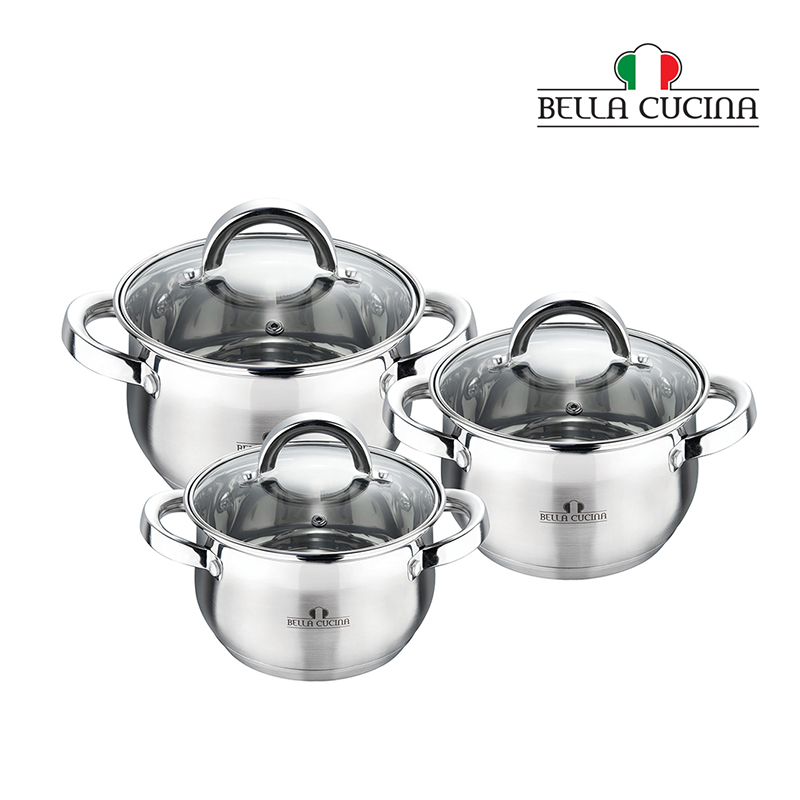 COOKWARE SET S/S INDUCTION WITH LID 