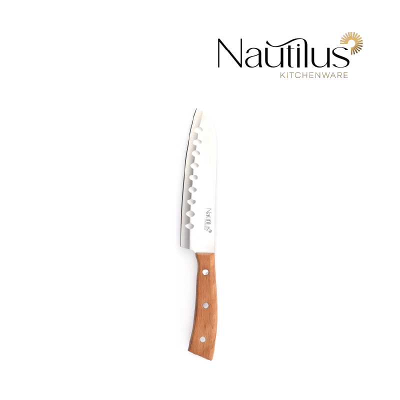 Wooden Handle Santoku Knife 7 inch 