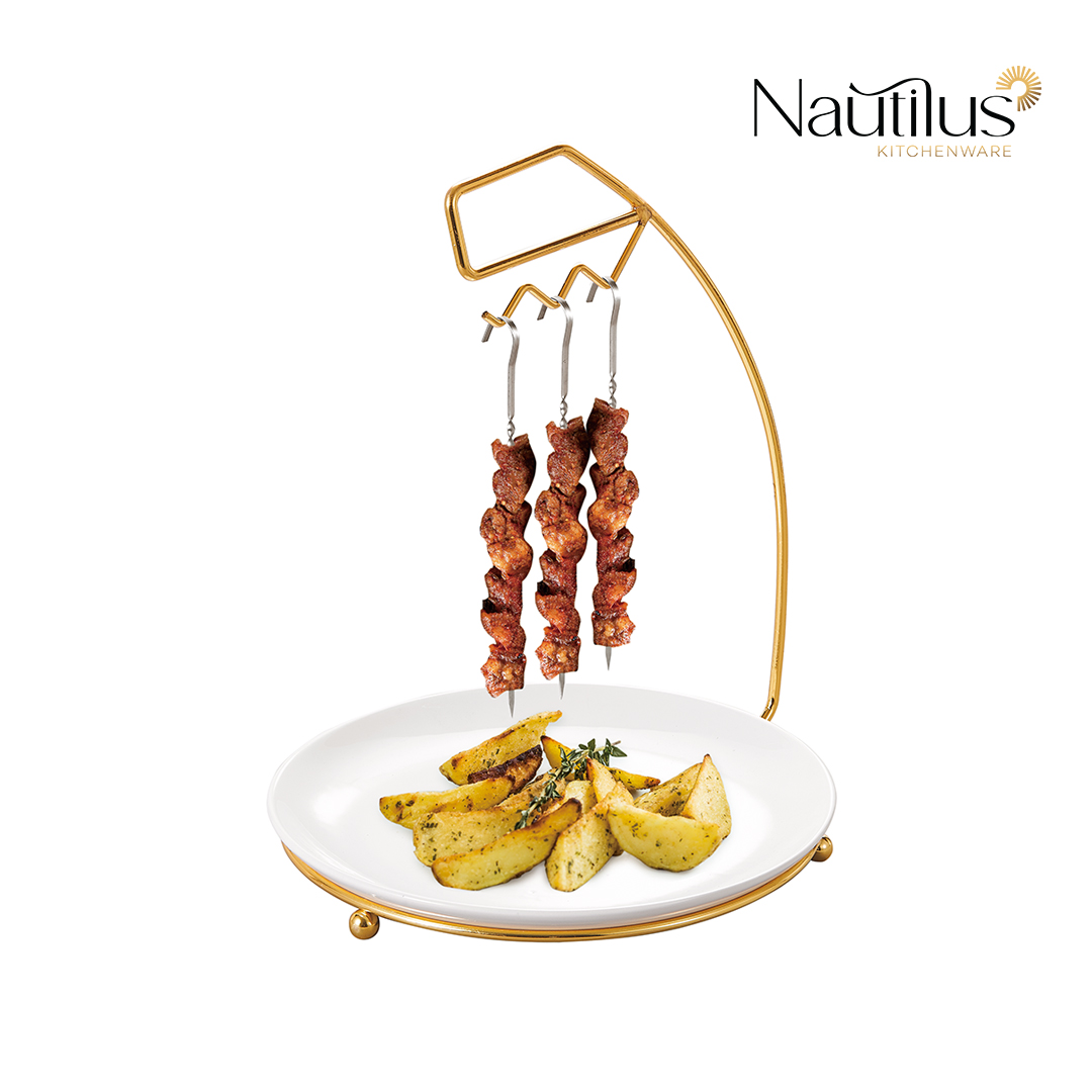 CERAMIC TABLEWARE-ESPEDETA STAND WITH GOLD SKEWER 